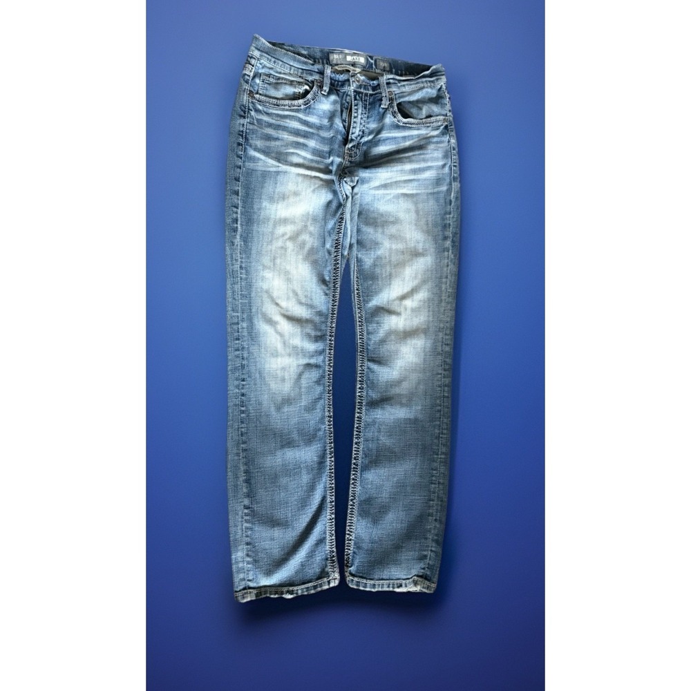 BKE Jake Jeans Men's 33R Light Wash Straight Leg Distressed Denim Stretch